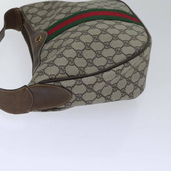 GUCCI GG Supreme Web Sherry Line Shoulder Bag PVC Leather Beige Gold Auth 88635 - Picture 4 of 16
